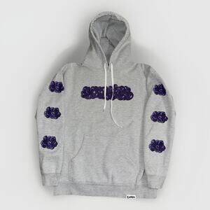 Cookie x MQIZM Graffiti Hoodie Grey Large 23x27 Streetwear Bubble Letter Print